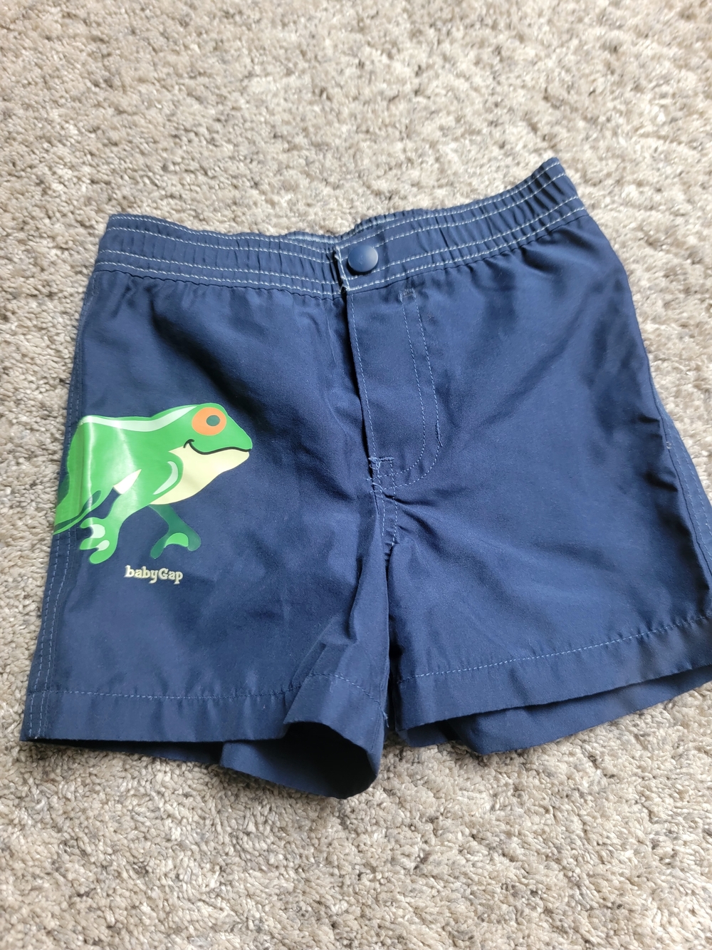 GAP Navy Swim Trunks with Green Frog Print 12-18M